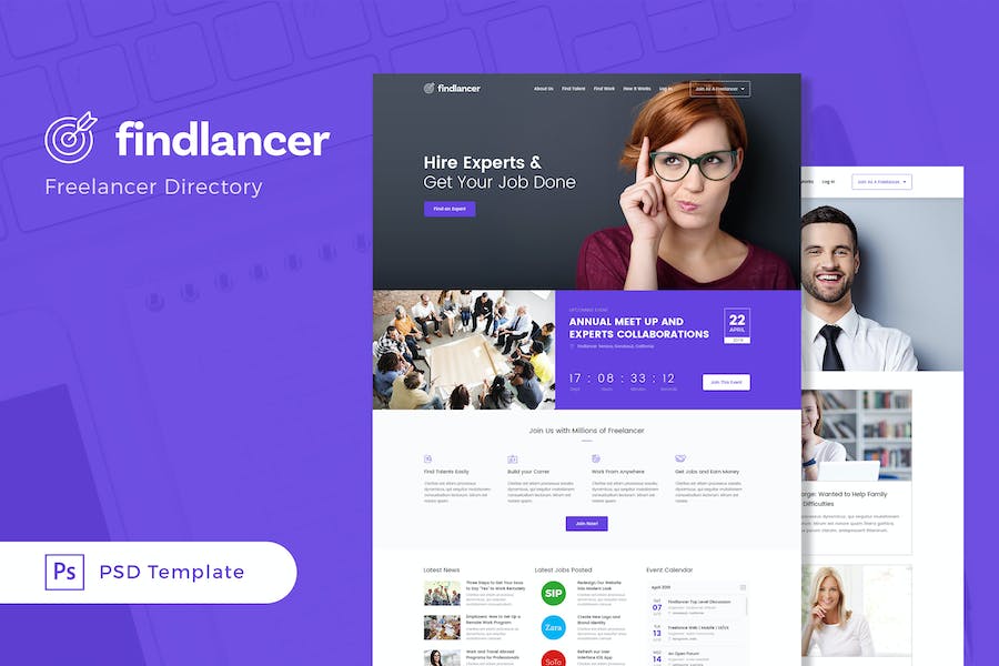 Premium Findlancer â Freelancer Directory PSD Template  Free Download