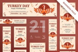 Banner image of Premium Thanksgiving Celebration Banner Pack Template  Free Download