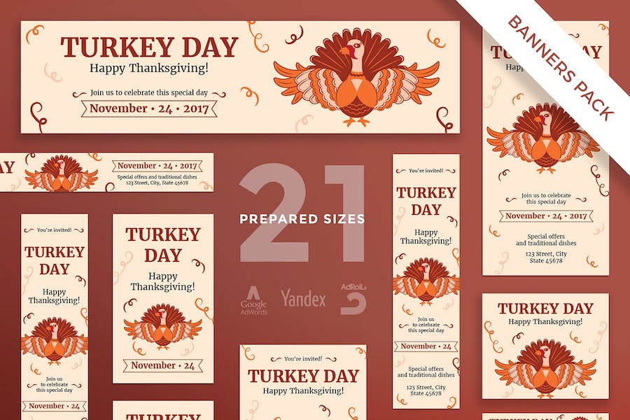 Premium Thanksgiving Celebration Banner Pack Template  Free Download