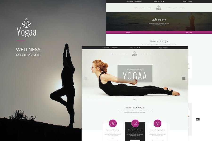 Premium Yogaa Wellness PSD Template  Free Download