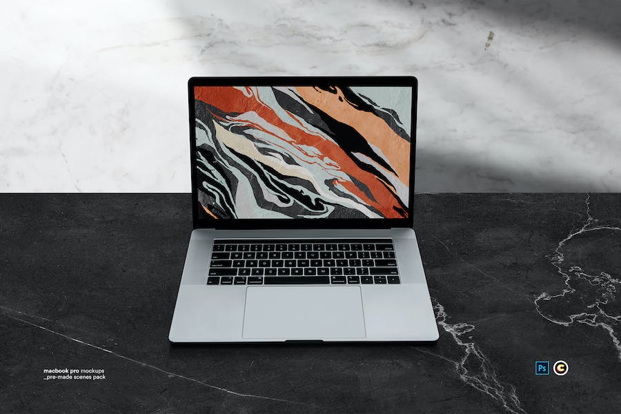 Premium Macbook Laptop Display Web App Mock-Up  Free Download