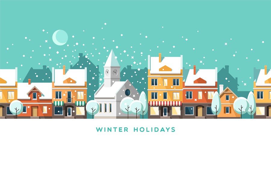 Premium Winter Town Urban Winter Landscape  Free Download