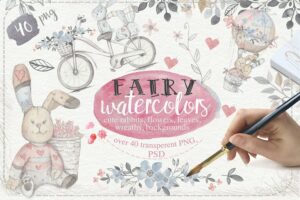 Banner image of Premium Fairy Watercolors 40 PNG  Free Download