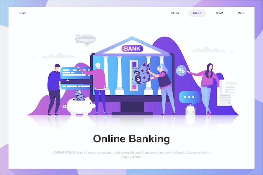 Premium Online Banking Flat Concept  Free Download
