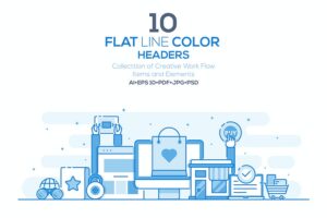 Banner image of Premium Set of Flat Line Color Headers  Free Download
