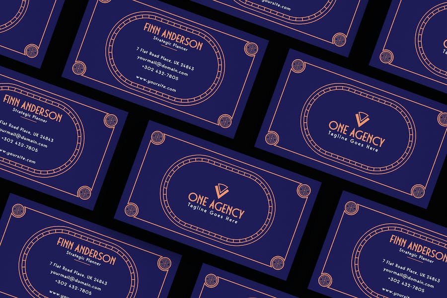 Premium Line Shape Purple Card Visit  Free Download