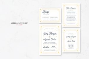 Banner image of Premium Simple Art Deco Wedding Invitation Set  Free Download