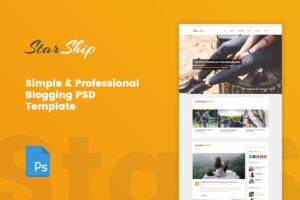 Banner image of Premium Starship Simple Blogging PSD Template  Free Download