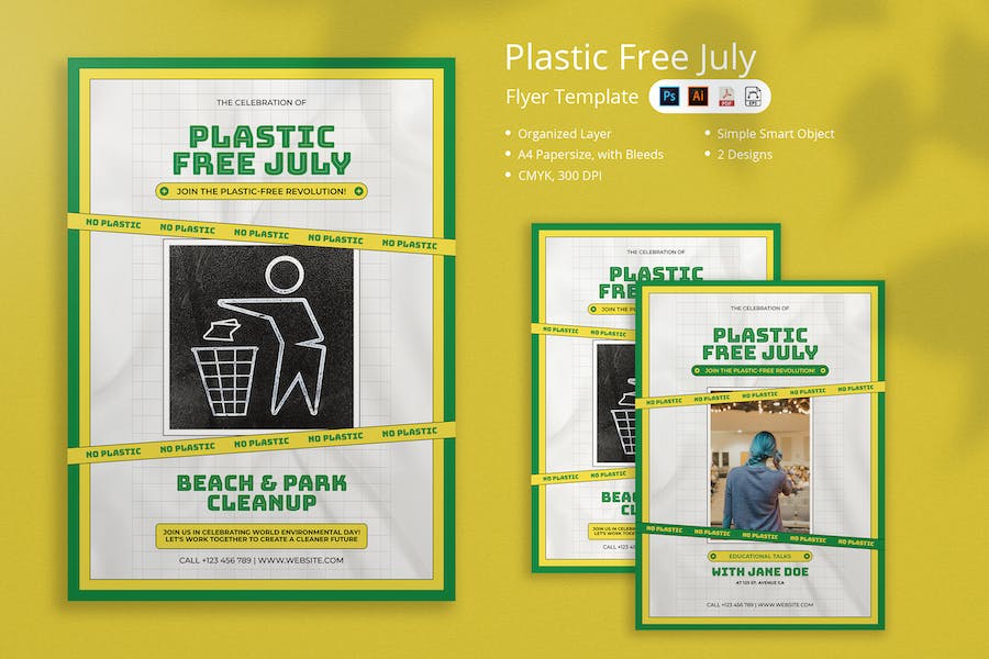Premium Tanda Plastic Free July Flyer  Free Download