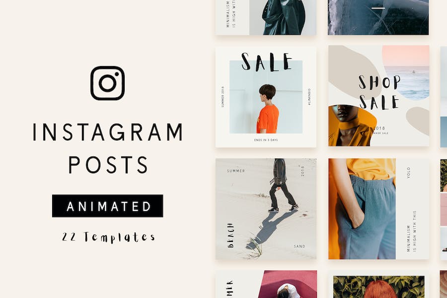 Premium 22 Animated Instagram Post Templates – Minimalist  Free Download