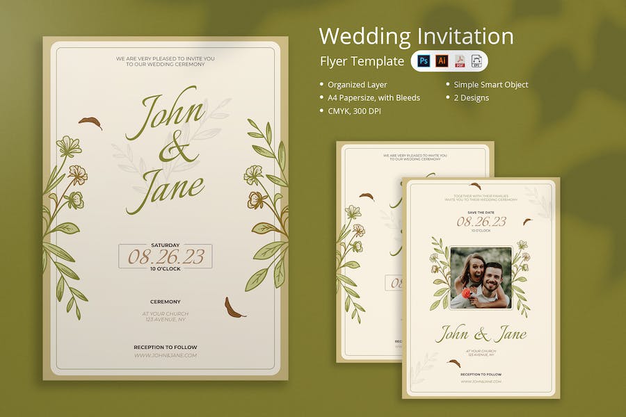 Premium Pekan Wedding Invitation Flyer  Free Download