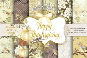 Banner image of Premium Happy Thanksgiving 2 Digital Papers  Free Download