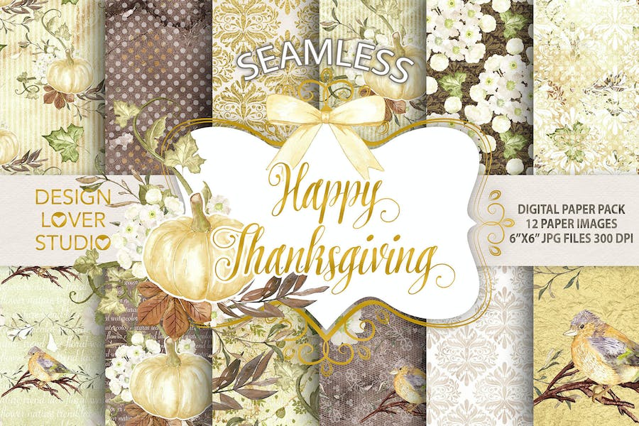 Premium Happy Thanksgiving 2 Digital Papers  Free Download