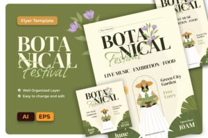 Banner image of Premium Botanical Festival Flyer AI & EPS Template  Free Download