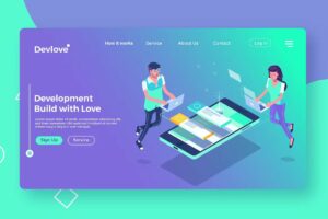 Premium Software Developer Landing Page Illustration Free Download