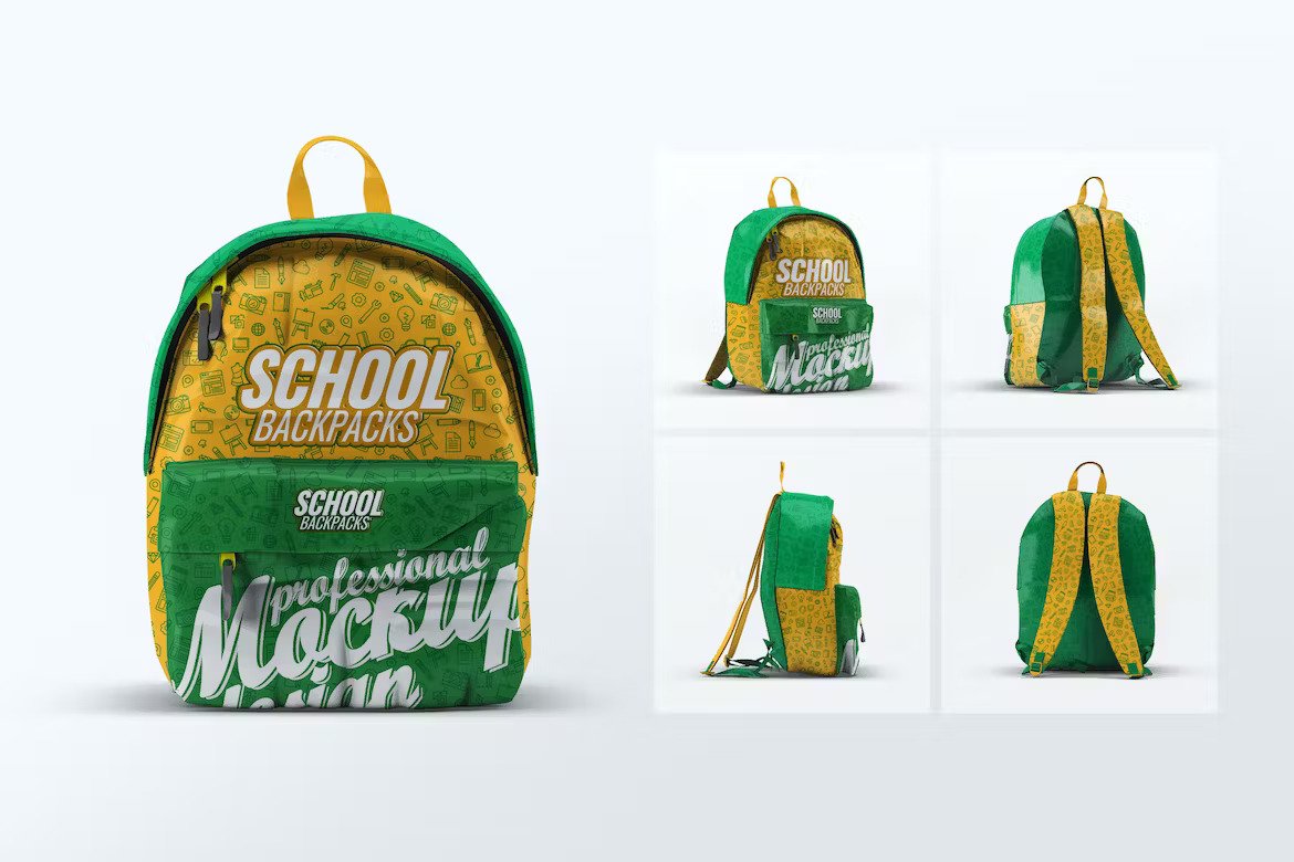 Premium School Backpacks Mock Up  Free Download