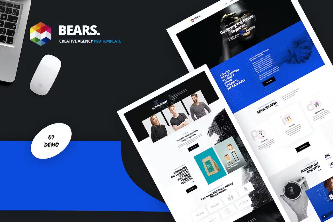 Premium Bears Creative Agency PSD Template  Free Download