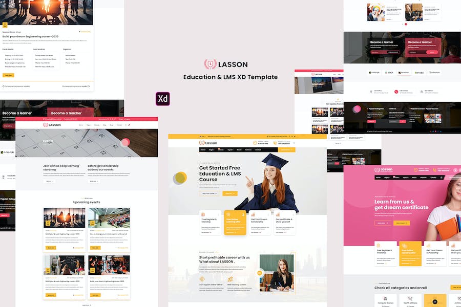 Premium Lasson Education and LMS XD Template  Free Download