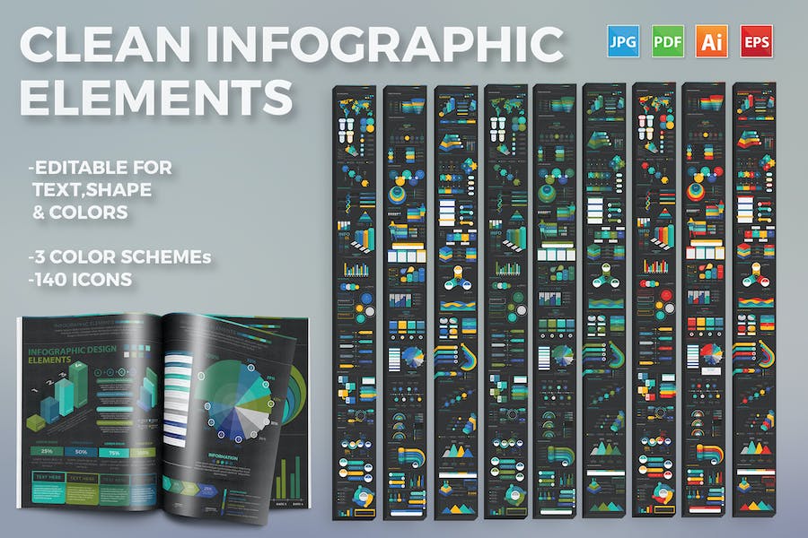 Premium Clean Infographics  Free Download