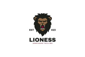 Banner image of Premium Lioness Mascot Cartoon Logo  Free Download