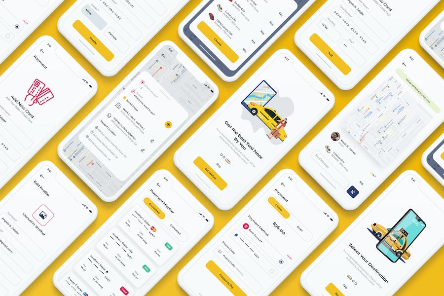 Premium Cabotax â Taxi Booking Mobile App UI Kit  Free Download