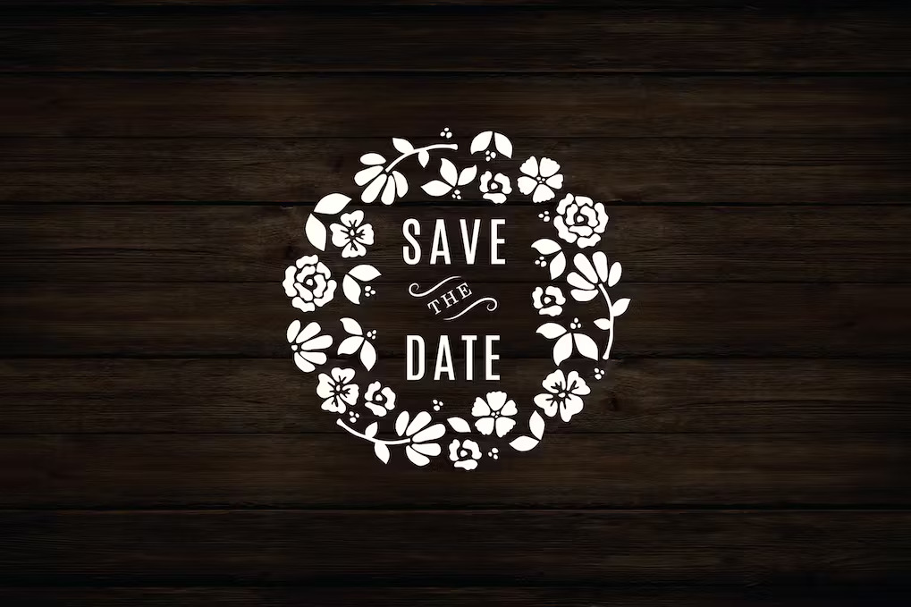 Premium Floral Wreath Save The Date  Free Download