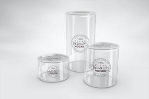 Banner image of Premium Clear Cans with Pull Tabs and Clear Lids Mockup  Free Download