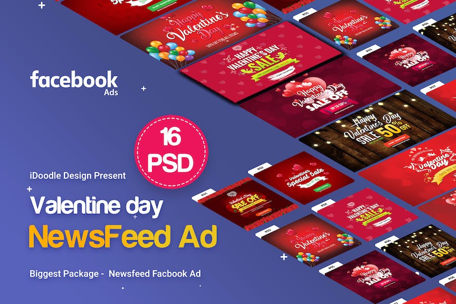 Premium Newsfeed Valentines Day Banners Ad 16 PSD  Free Download