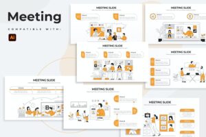 Banner image of Premium Business Meeting Slides Illustrator Infographics  Free Download