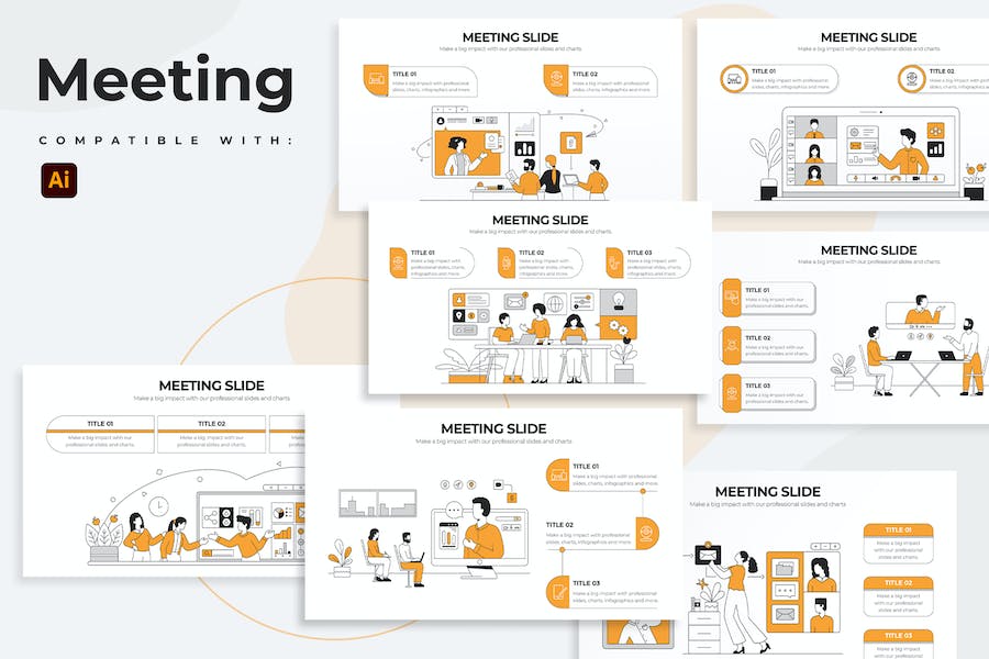 Premium Business Meeting Slides Illustrator Infographics  Free Download