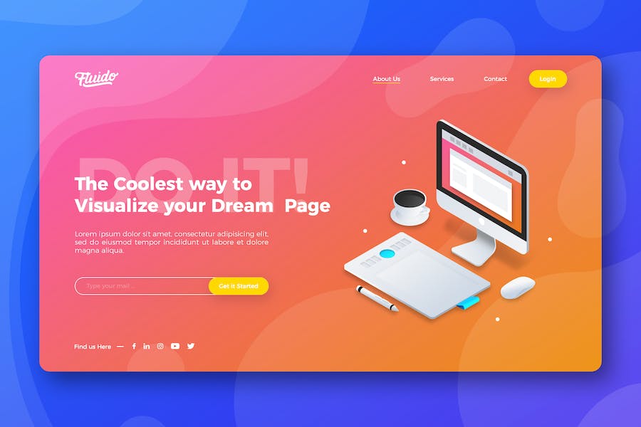 Premium Technology Website Hero Header Template  Free Download