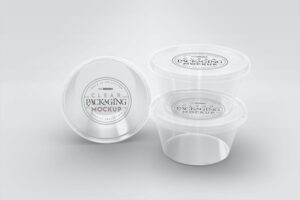Banner image of Premium Clear Round Sauce Containers Packaging Mockup  Free Download