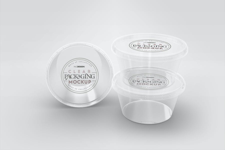 Premium Clear Round Sauce Containers Packaging Mockup  Free Download