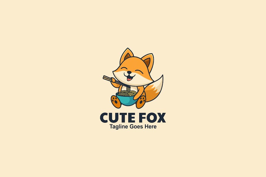 Premium Cute Fox Mascot Cartoon Logo  Free Download