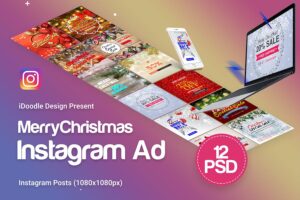 Banner image of Premium Merry Christmas Instagram Posts - 12psd  Free Download