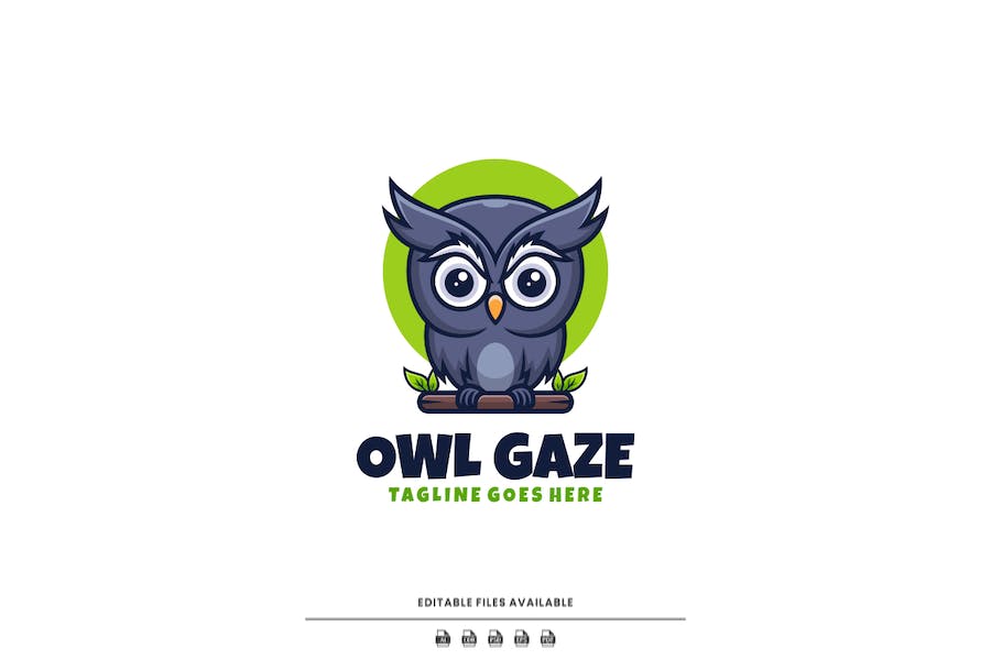 Premium Owl Gaze Mascot Cartoon Logo  Free Download
