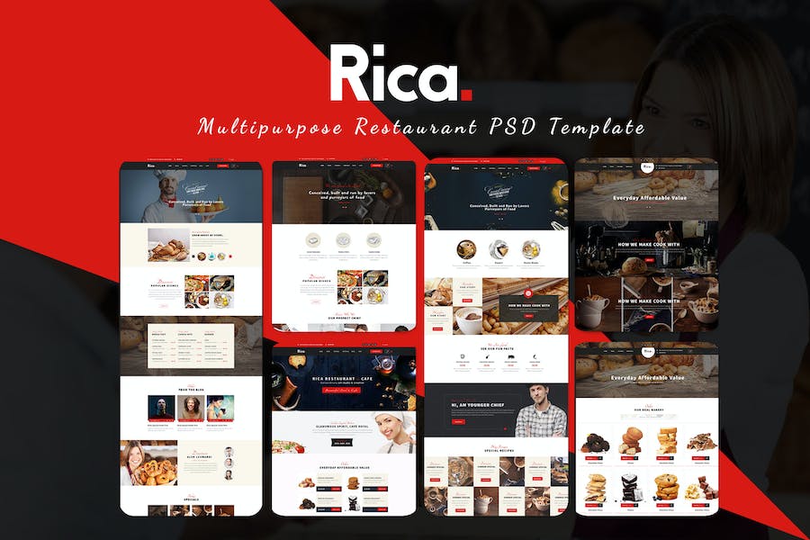 Premium Rica – Multipurpose Restaurant & Cafe PSD Template  Free Download