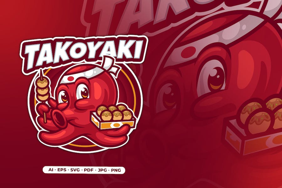 Premium Takoyaki Mascot Logo  Free Download