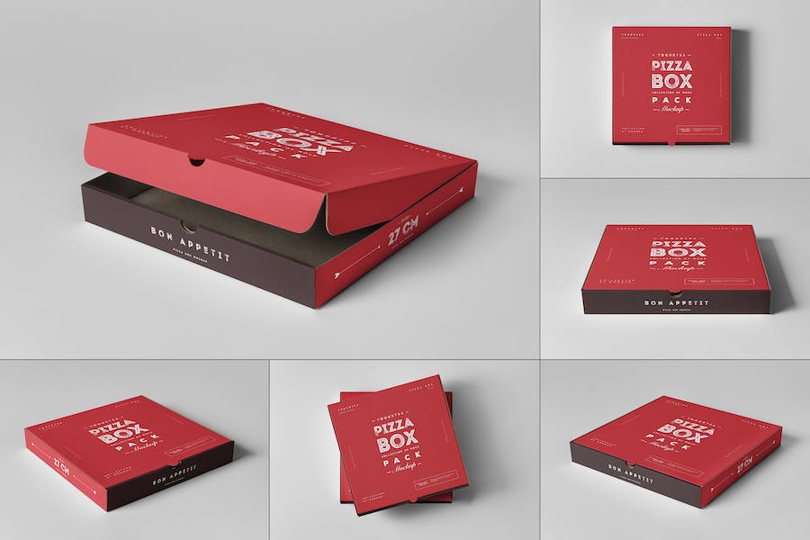 Premium 27 Pizza Box Mock Up  Free Download