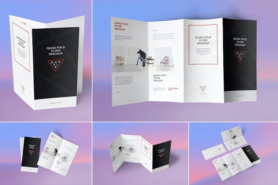 Premium 4 Fold Brochure Mockups  Free Download