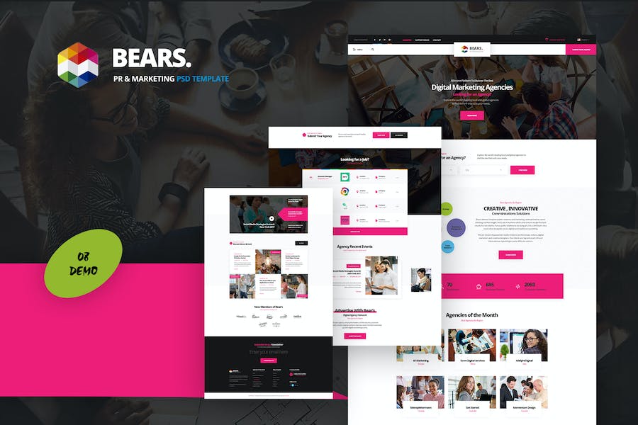 Premium Bears PR & Marketing PSD Template  Free Download