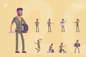 Banner image of Premium Male Mechanic Engineer Character Set: 20 Poses  Free Download