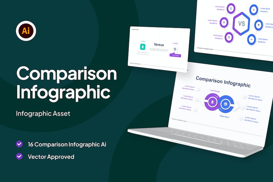 Premium Comparison Infographic Asset Illustrator  Free Download