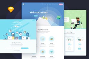 Banner image of Premium Cesis Flat Style One Page Sketch App Template  Free Download