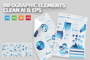 Banner image of Premium Blue Infographics Elements Template  Free Download
