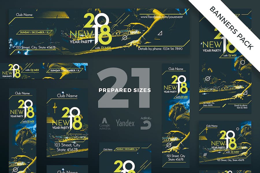 Premium New Year Party Banner Pack Template  Free Download