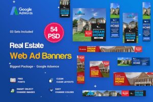 Banner image of Premium Real Estate Banners & Ads - 54 PSD, 03 Sets  Free Download