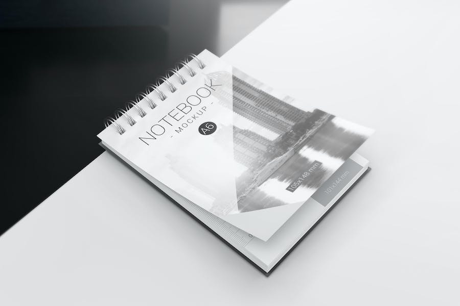 Premium A6 Spiral Notebook Mockups  Free Download
