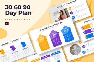 Premium Business 30-60-90 Day Plan Illustrator Infographic Free Download