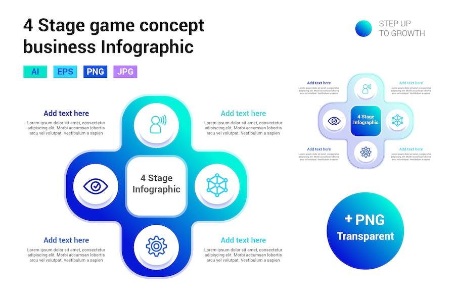 Premium 4 Stage Game Concept Infographic  Free Download